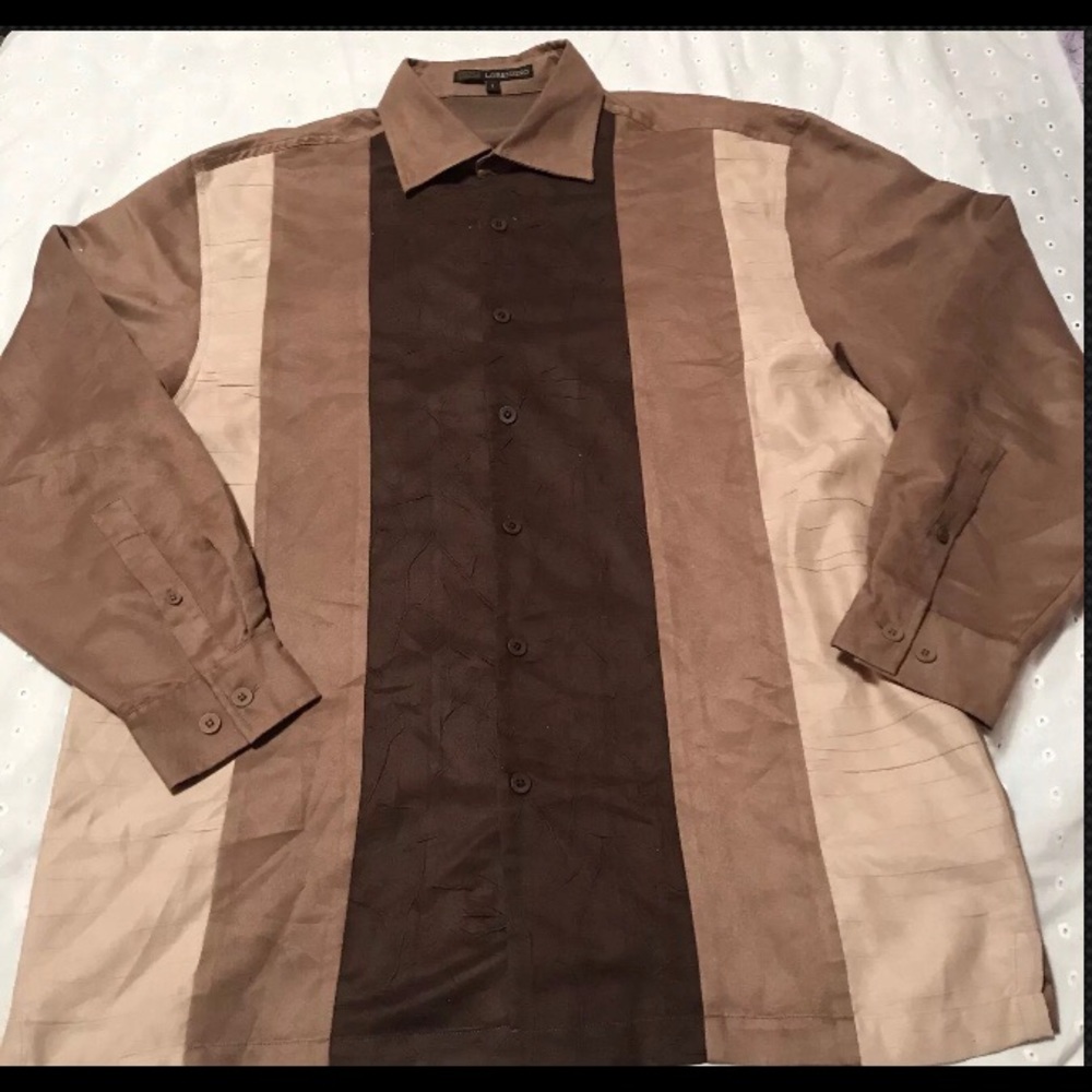 Lorenzino mens large brown long sleeve button down